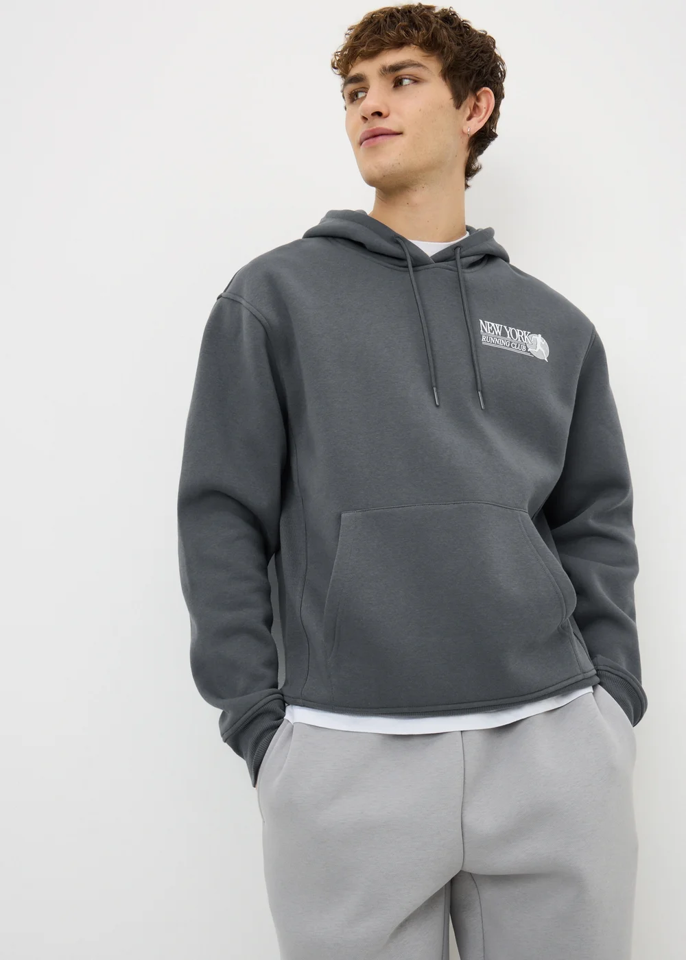 Grey Design Pull On Hoodie - Medium Image 1