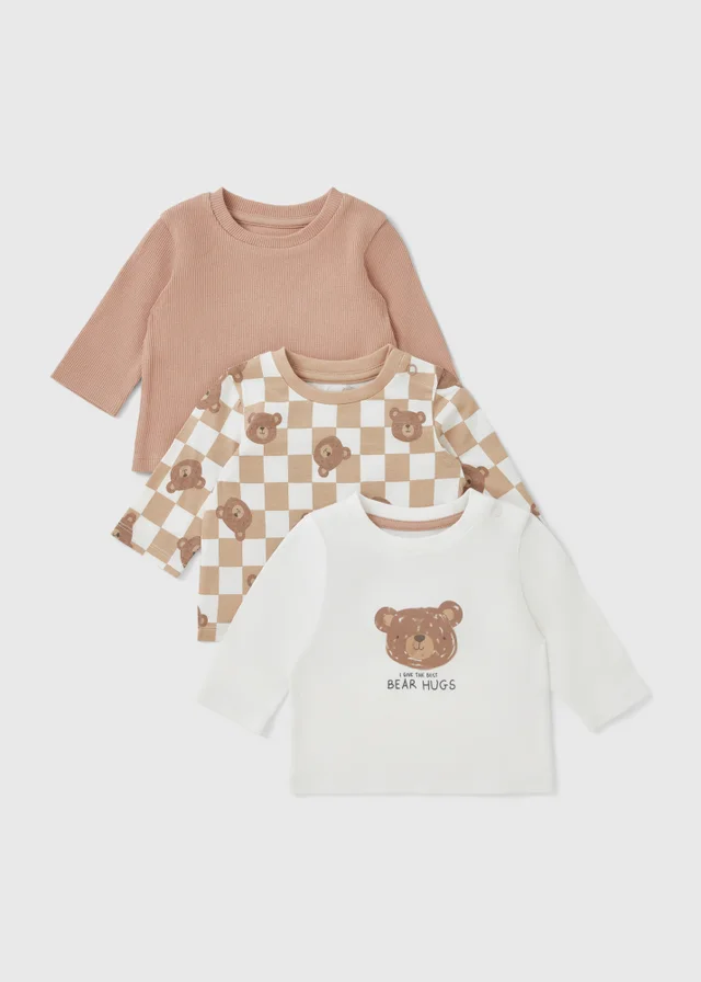 3 Pack Baby Brown Bear Tops (Newborn-23mths)