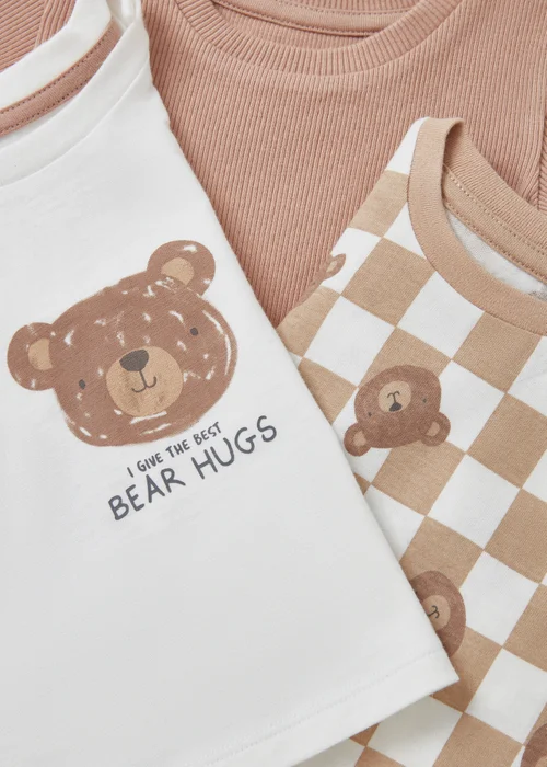 3 Pack Baby Brown Bear Tops (Newborn-23mths) - Up to 1 Month Image 2