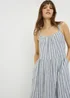 Blue Stripe Linen Rich Midaxi Dress - Size 8 Image 2