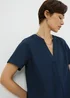 Navy Linen Tunic Mini Dress - Size 12 Image 2