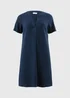 Navy Linen Tunic Mini Dress - Size 12 Image 4