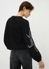 Black Embroidered Long Sleeve Top - Size 8 Image 3