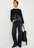 Black Embroidered Long Sleeve Top - Size 8 Image 2