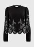 Black Embroidered Long Sleeve Top - Size 8 Image 4