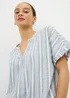 Blue Stripe Linen Blend Co Ord Blouse - Size 8 Image 1