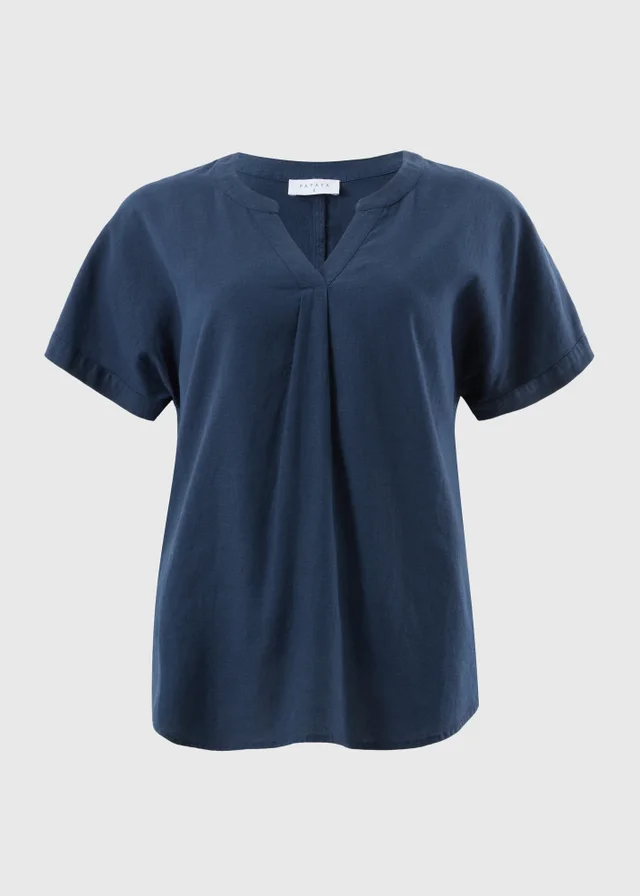 Navy Linen Rich Blouse
