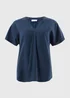 Navy Linen Rich Blouse - Size 8 Image 2