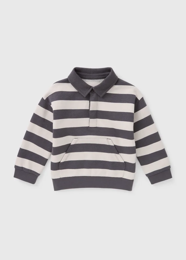 Boys Grey Stripe Rugby Shirt (1-7yrs)