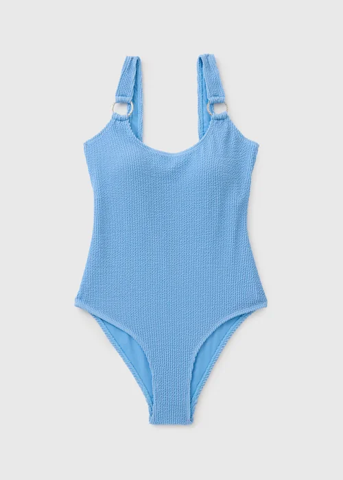 Light Blue Crinkle Ring Swimsuit - Size 8 Image 3