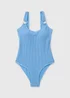 Light Blue Crinkle Ring Swimsuit - Size 8 Image 3