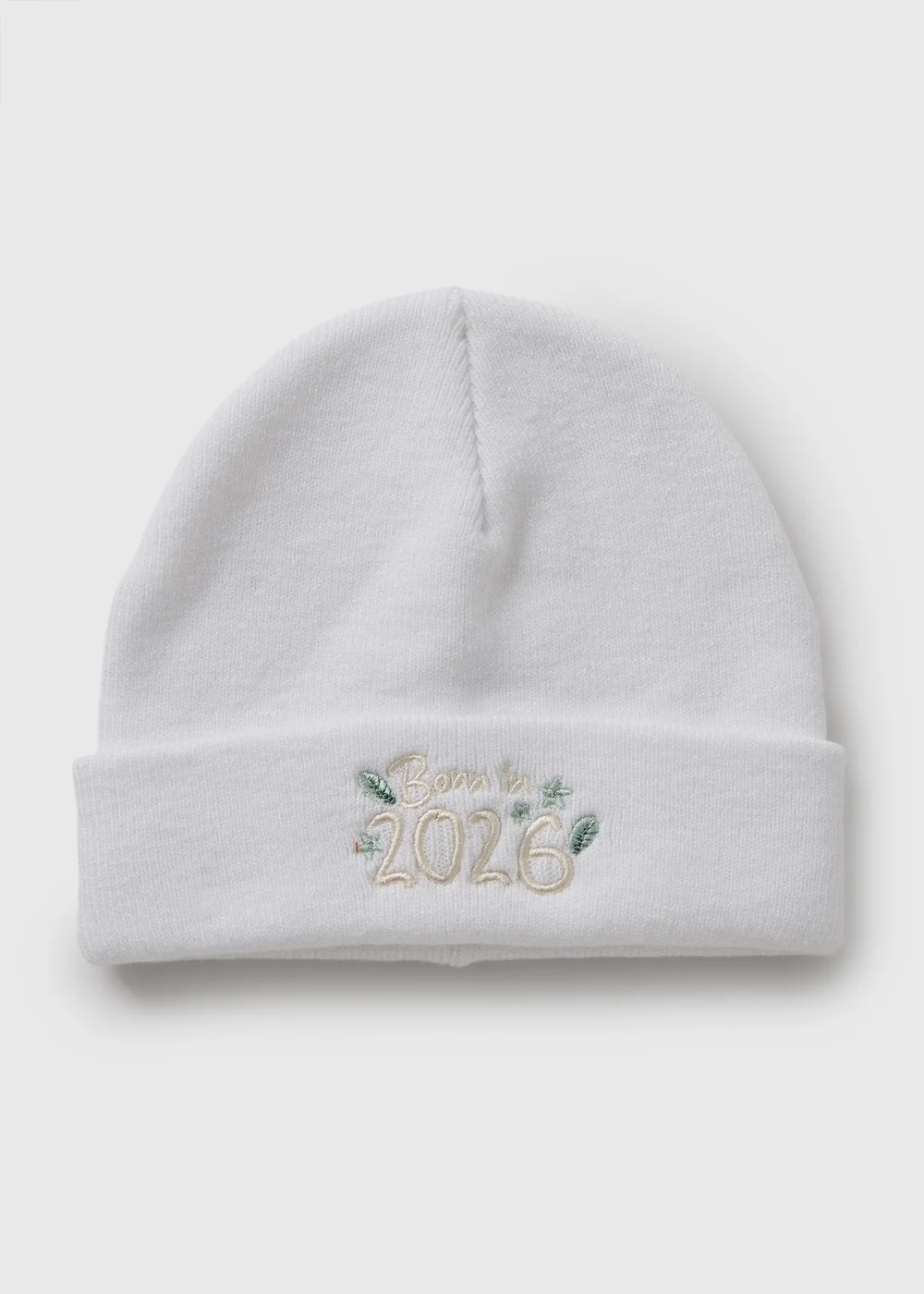 Baby White Born In 2026 Beanie (Newborn-12mths) - Up to 1 Month Image 1