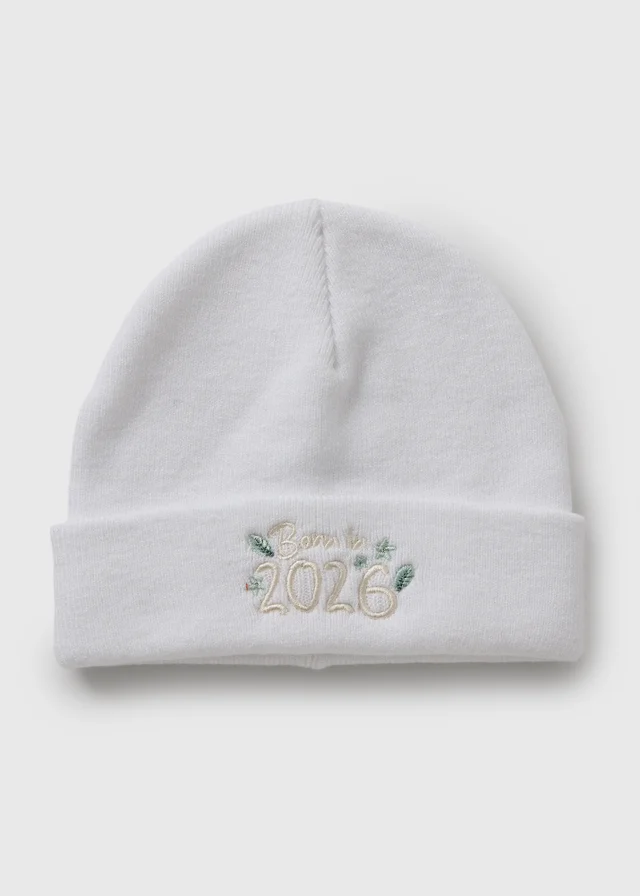 Baby White Born In 2026 Beanie (Newborn-12mths)