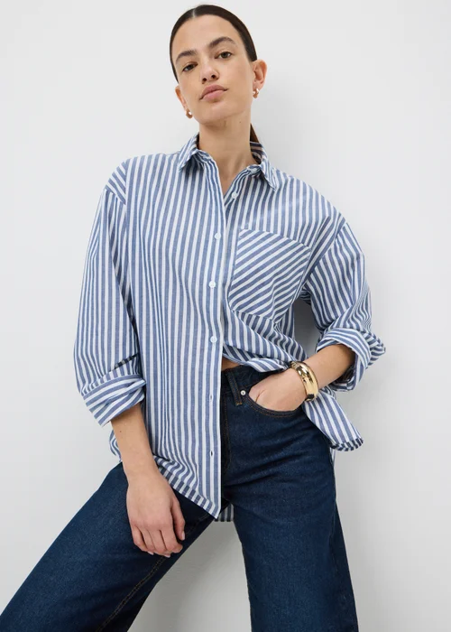 Blue Stripe Poplin Shirt - Size 8 Image 1