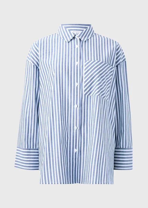 Blue Stripe Poplin Shirt - Size 8 Image 4