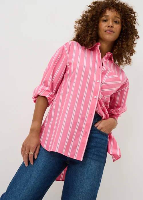 Pink Stripe Poplin Shirt - Size 8 Image 1