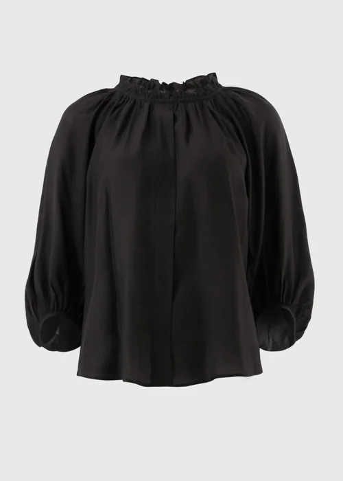 Black Volume Sleeve Blouse - Size 8 Image 3