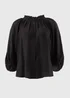 Black Volume Sleeve Blouse - Size 8 Image 3