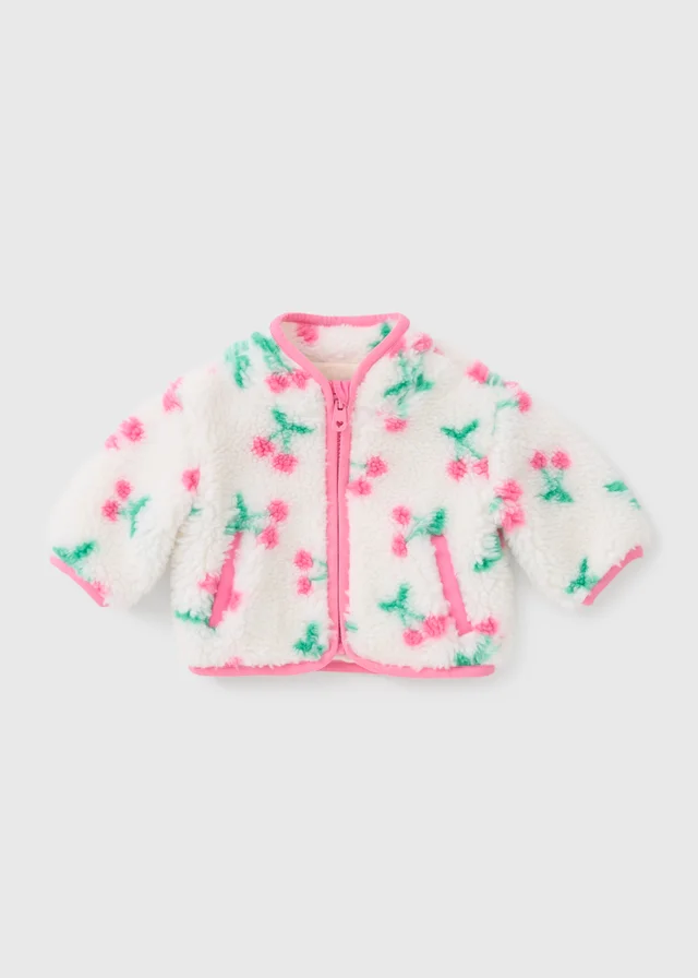 Baby Cream Cherry Borg Jacket (Newborn-23mths)