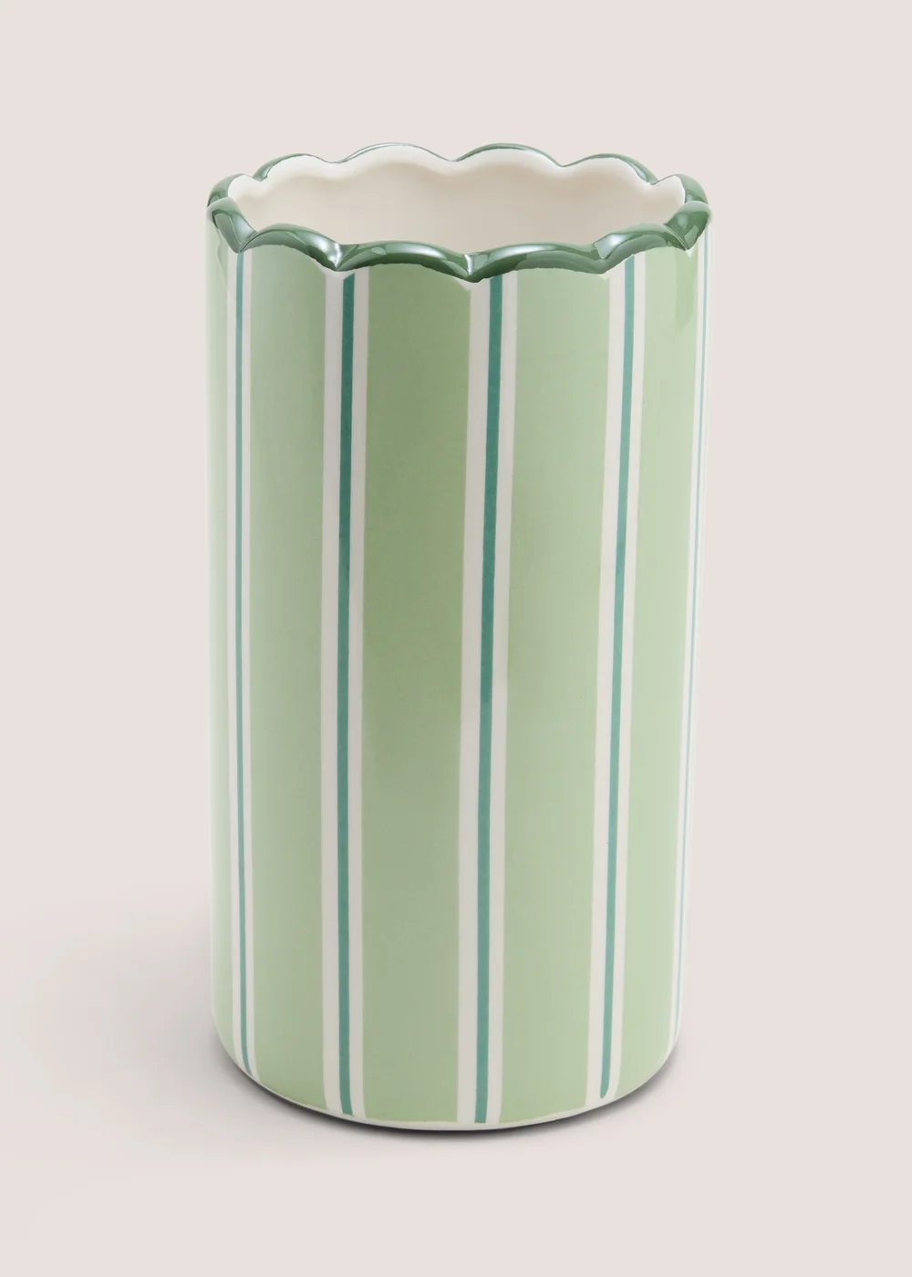 Green Stripe Scalloped Vase Image 1