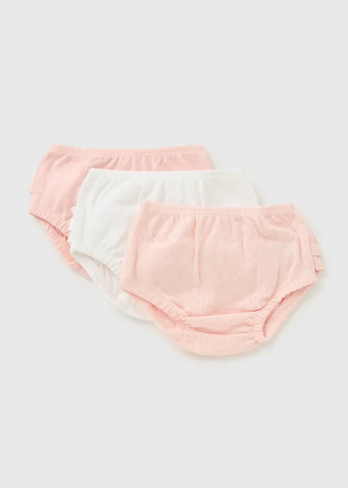 3 Pack Girls Pink Frill Knickers (Newborn-23mths) - Up to 1 Month Image 1