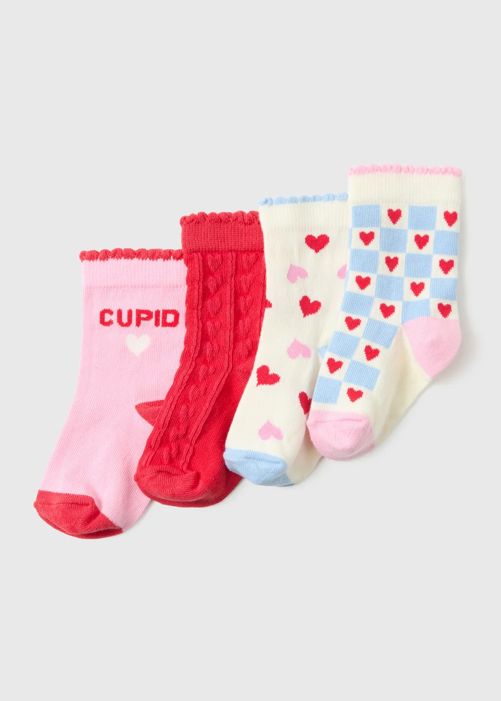 4 Pack Baby Red Heart Socks (Newborn-36mths) - Up to 1 Month Image 1
