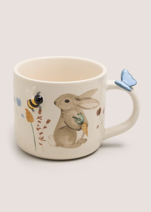 Cream Rabbit Embossed Mug
