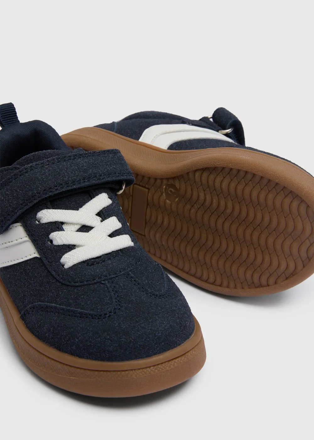 Boys Navy Faux Suede Trainers (Younger 4-12) - Size 4 Infants Image 2