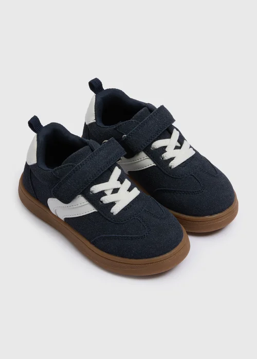 Boys Navy Faux Suede Trainers (Younger 4-12) - Size 4 Infants Image 1