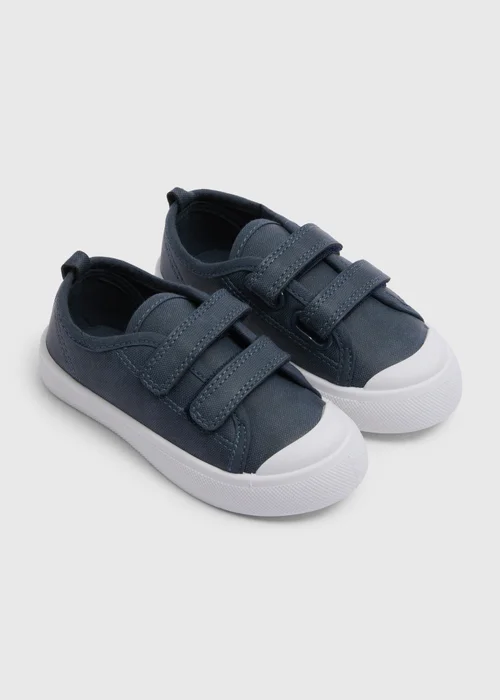 Boys Navy Double Strap Canvas Shoes (Younger 4-12) - Size 4 Infants Image 1