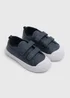 Boys Navy Double Strap Canvas Shoes (Younger 4-12) - Size 4 Infants Image 1