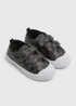 Boys Grey Checkerboard Double Strap Canvas Shoes (Younger 4-12) - Size 4 Infants Image 1