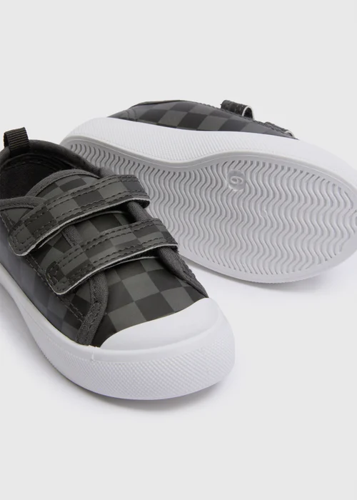 Boys Grey Checkerboard Double Strap Canvas Shoes (Younger 4-12) - Size 4 Infants Image 2