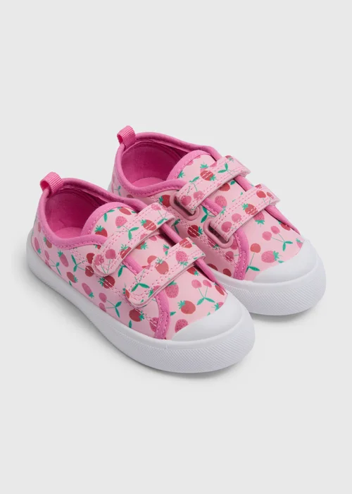Girls Pink Strawberry Double Strap Shoes (Younger 4-12) - Size 4 Infants Image 1