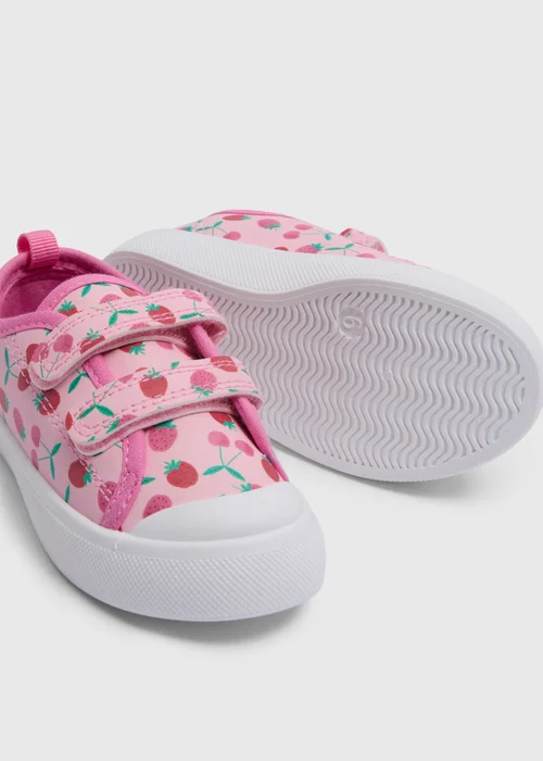 Girls Pink Strawberry Double Strap Shoes (Younger 4-12) - Size 4 Infants Image 2