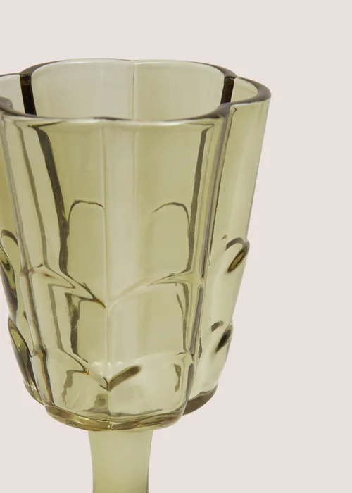 Green Floral Wine Glass Image 2