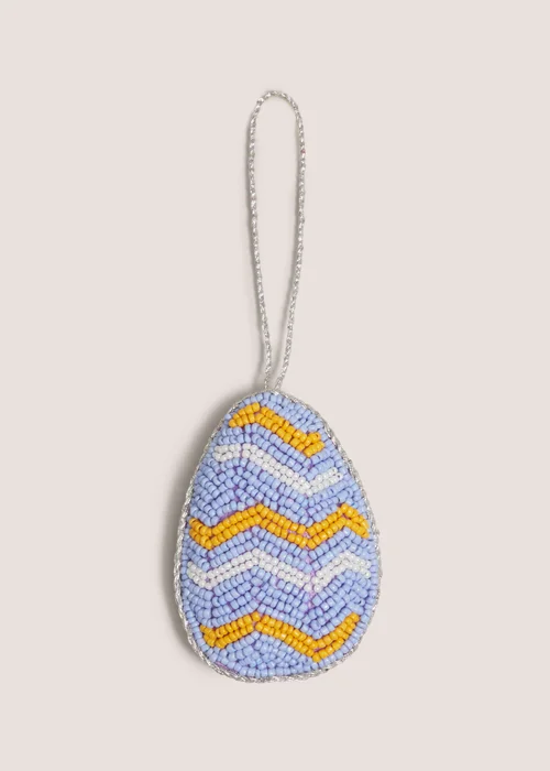 Blue Beaded Egg Easter Decoration Image 1