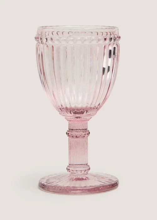 Pink Embossed Line Wine Glass Image 1