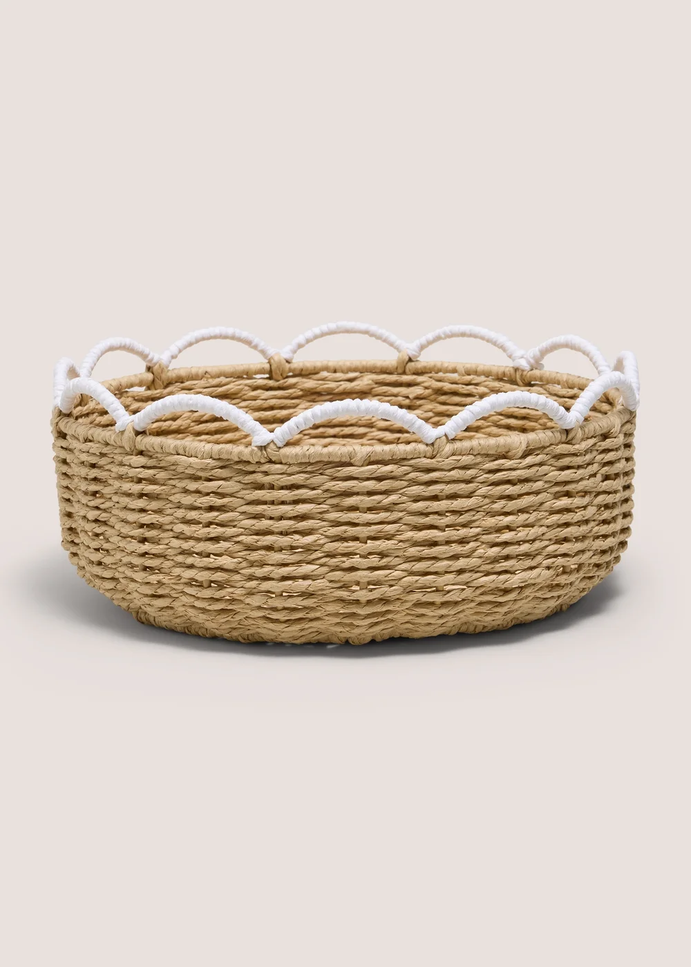 Neutral Scalloped Edge Storage Basket Image 1