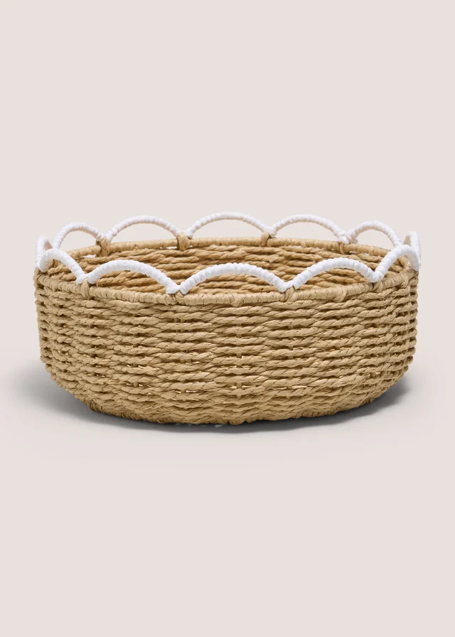 Neutral Scalloped Edge Storage Basket