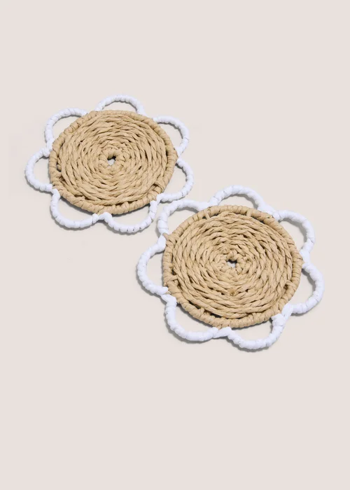 2 Pack Neutral Scallop Edge Coasters Image 1