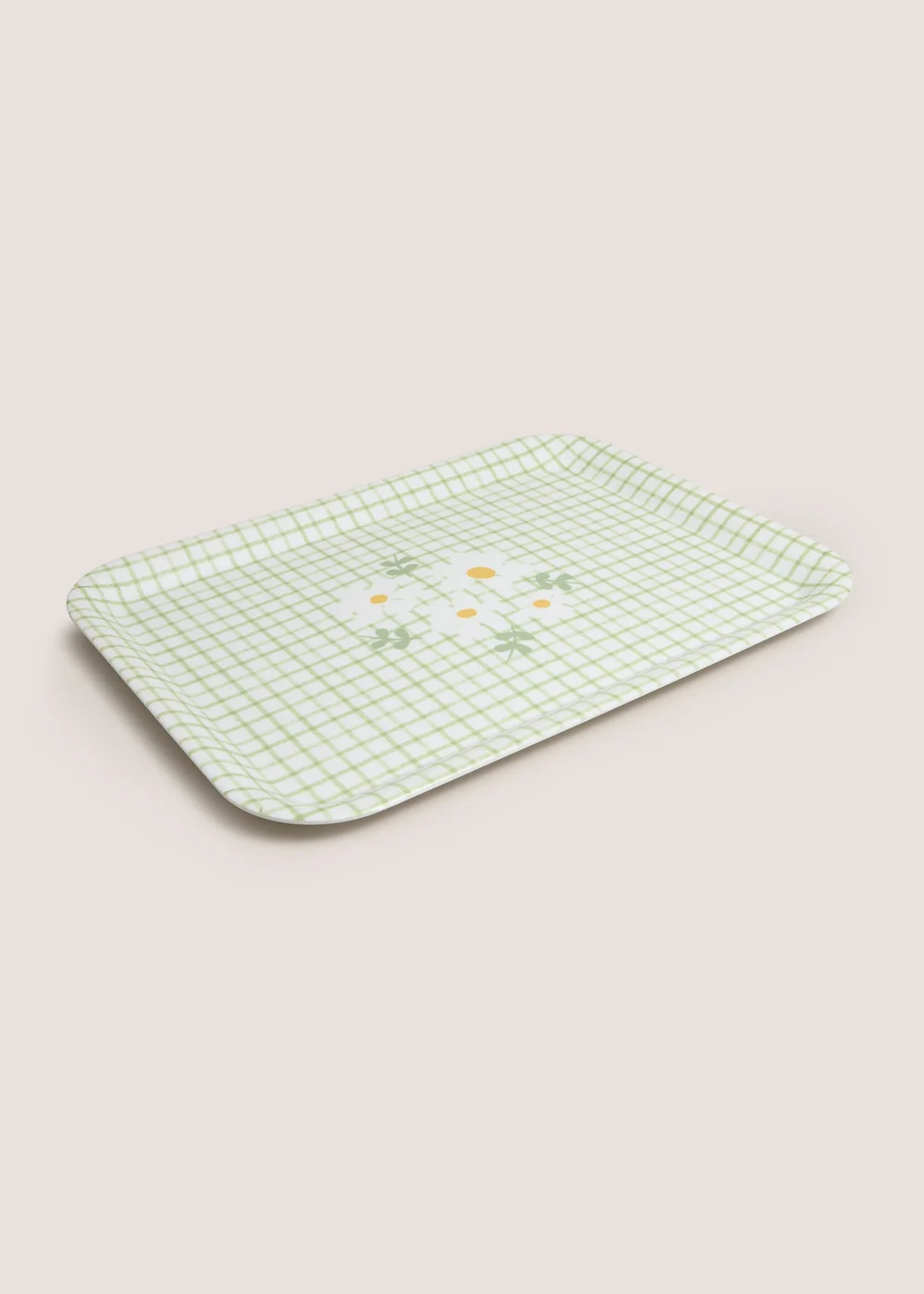 Green Check Daisy Large Tray Image 1