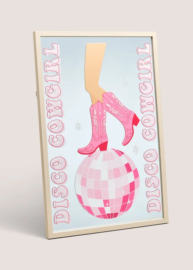 Pink Mirrored Disco Cowgirl Wall Art