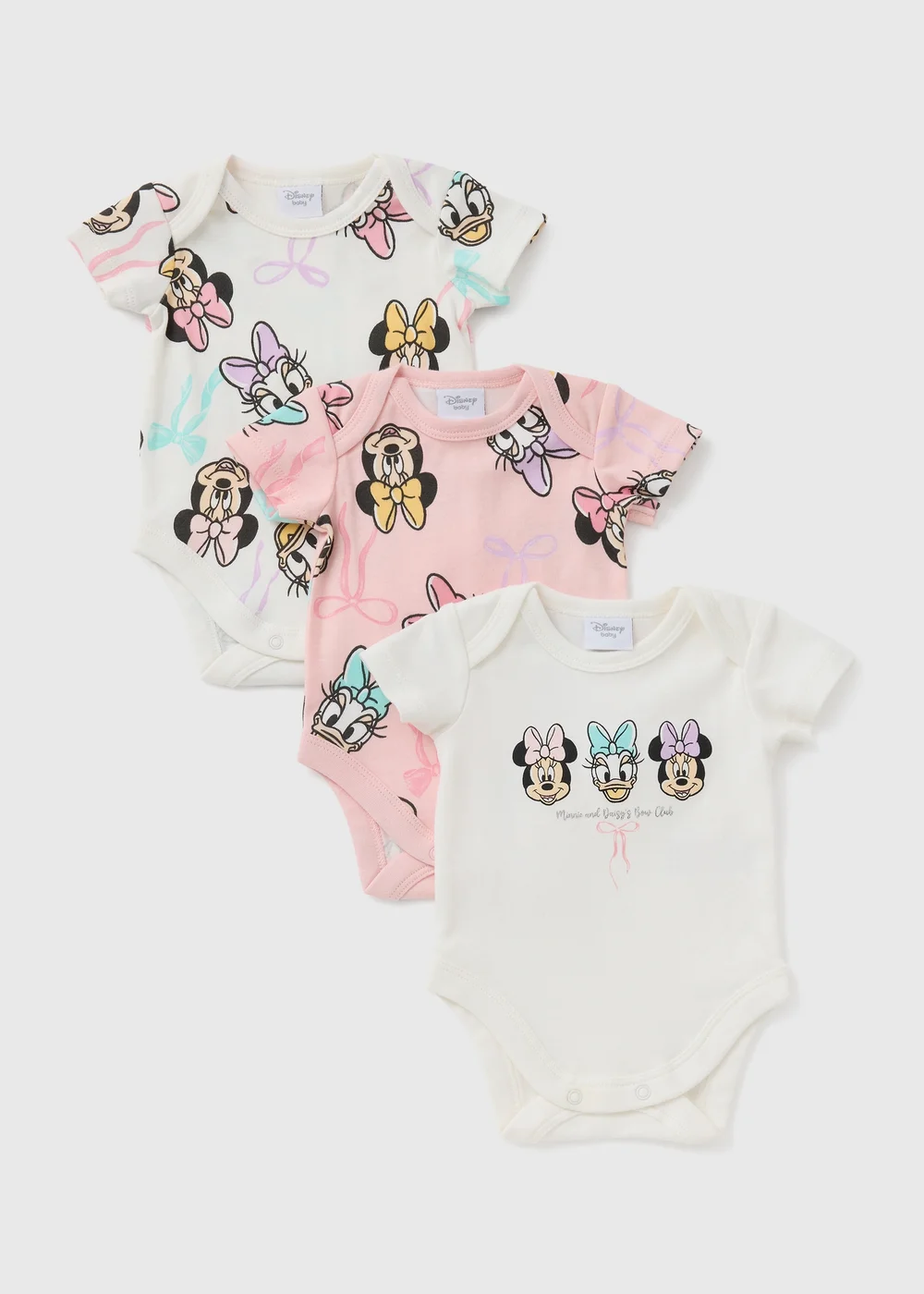 Disney 3 Pack Pink Minnie Mouse Bodysuits (Newborn-23mths) - First Size Image 1