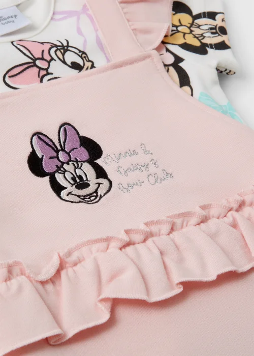 Disney Baby Pink Minnie Frill Dungaree (Newborn-23mths) - Up to 1 Month Image 2