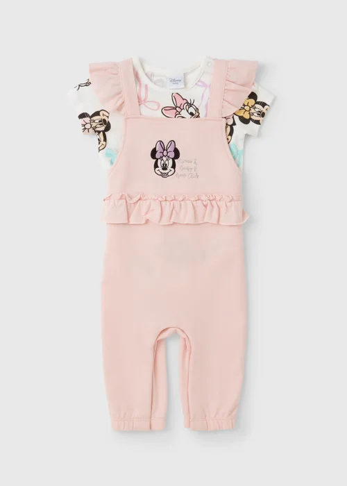 Disney Baby Pink Minnie Frill Dungaree (Newborn-23mths) - Up to 1 Month Image 1