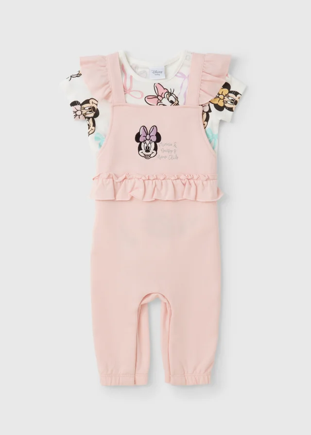 Disney Baby Pink Minnie Frill Dungaree (Newborn-23mths)