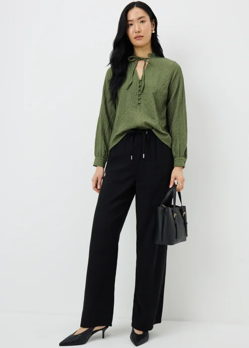 Green Textured High Neck Blouse - Size 8 Image 2