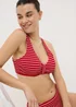 DD+ Red Stripe Knot Bikini Top - 32DD Image 1