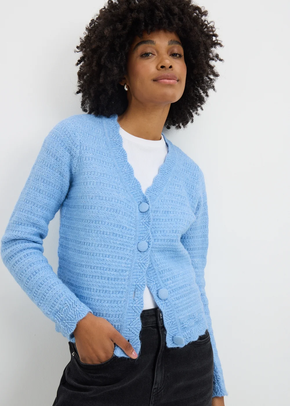 Blue Stitch Scallop Cardigan - 20 Image 1